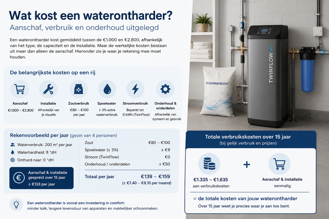 Wat kost een waterontharder? Aanschaf, verbruik en onderhoud uitgelegd
